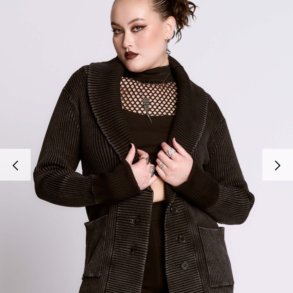 Midnight Hour Distressed Rib Cardigan - Picture 3 of 14